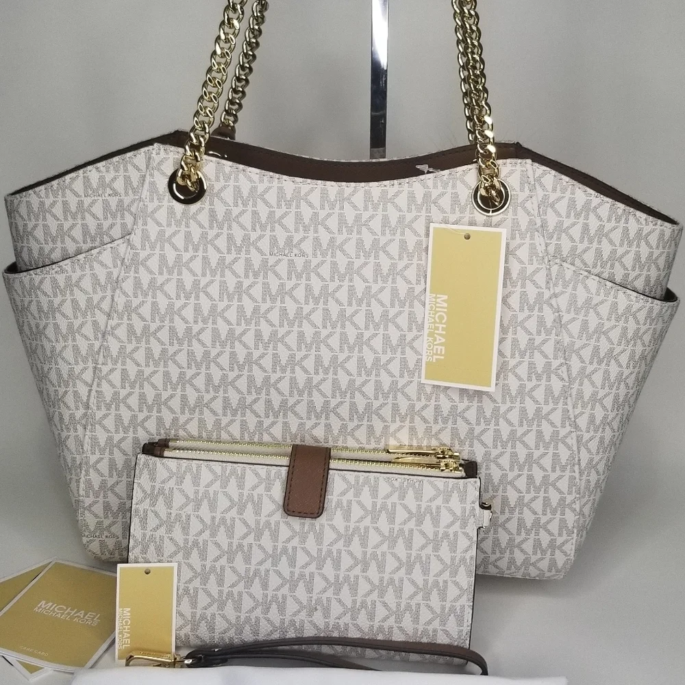 🔥 NWT MICHAEL KORS 2 SET DESIGNER Shoulder Purse Bag + Wristlet Matching - Picture 3 of 10